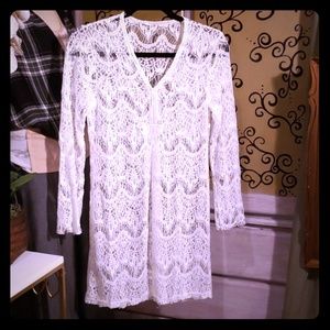 Lace swimsuit cover up long sleeve dress NWOT